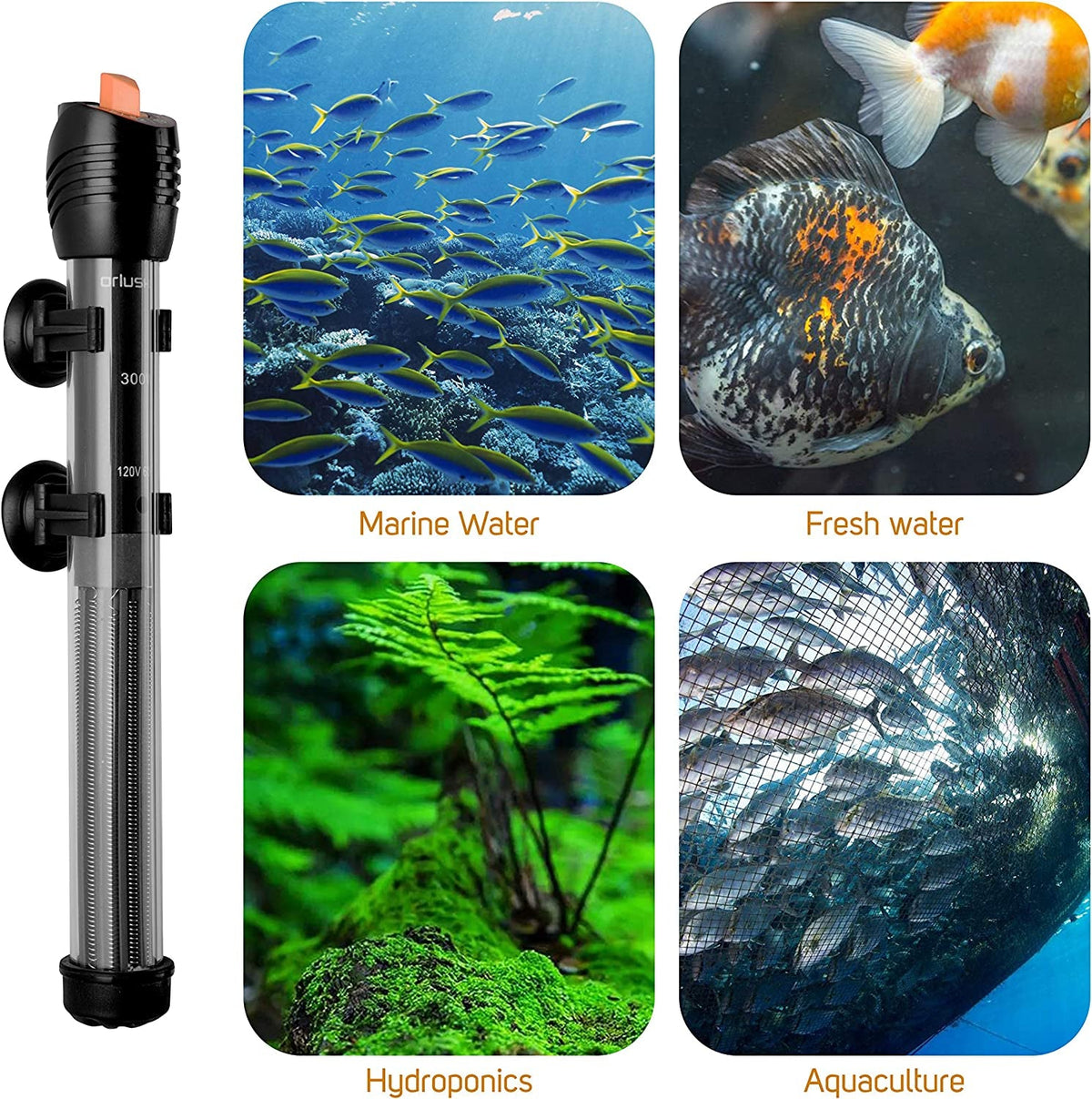 Adjustable Aquarium Heater with Thermometer – 6 Sizes