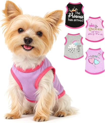 4 Pack Small Dog Shirts Cute Puppy Clothes for Chihuahua Yorkie