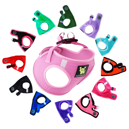 EcoBark Step In Dog Harness - XXXS to Medium Breeds- Reflective Soft Mesh Harness for Teacup, Small Dogs and Puppies / Baby Pink