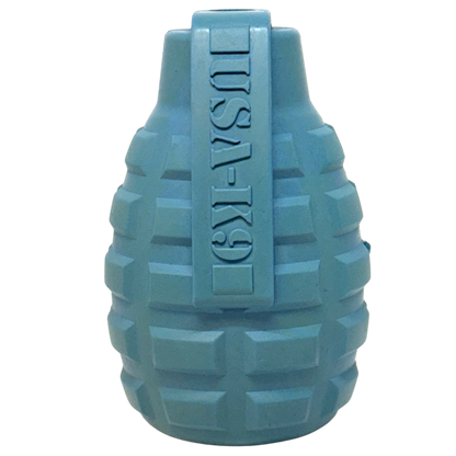 USA-K9 Grenade Rubber Dog Chew Toy | K9 Handler Reward Toy | Red & Blue | USA Made