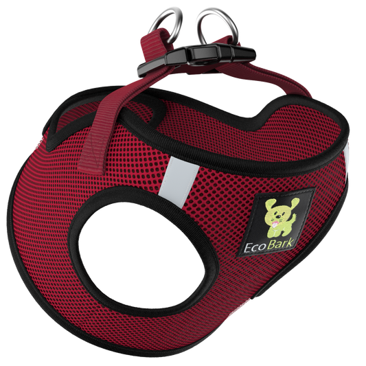 EcoBark Step In Dog Harness - XXXS to Medium Breeds- Reflective Soft Mesh Harness for Teacup, Small Dogs and Puppies / Burgundy