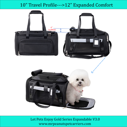 Mr. Peanut's Gold Series Standard Size Airline Compliant Expandable Pet Carrier V3.0