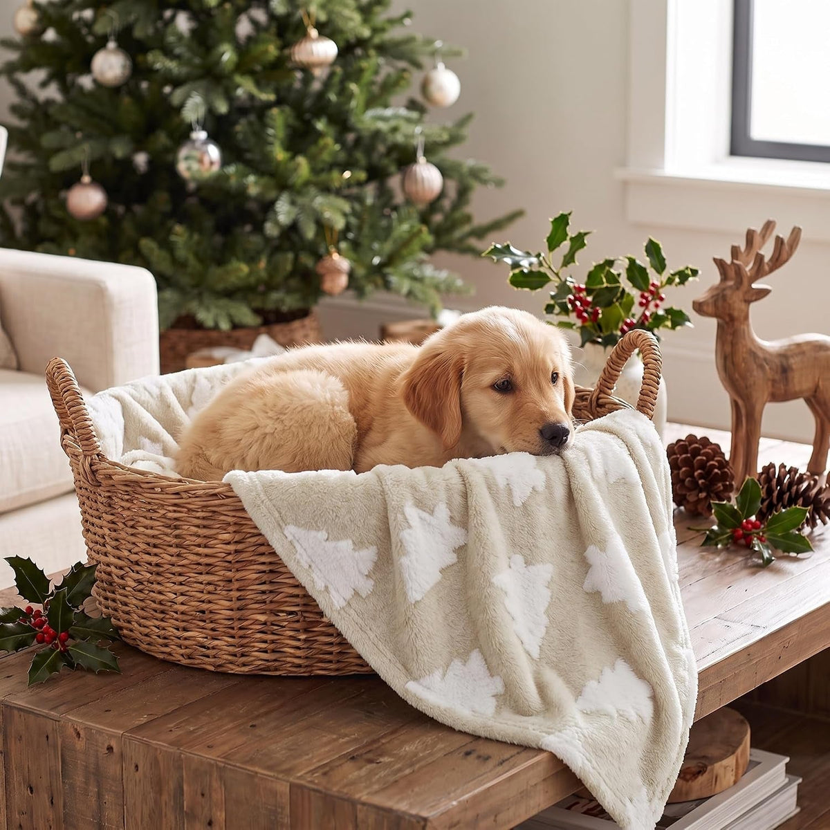 Christmas Pet Blanket – 3D Textured Fleece for Dogs & Cats, 6 Styles