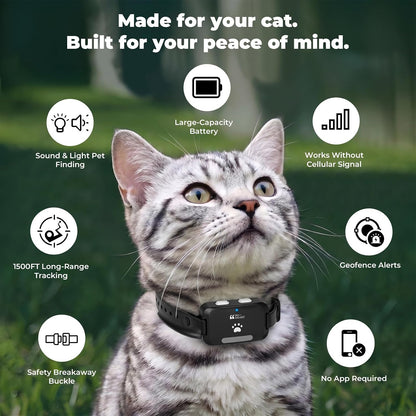 Cat GPS Tracker – No Subscription, 1,500-Ft Off-Grid Range