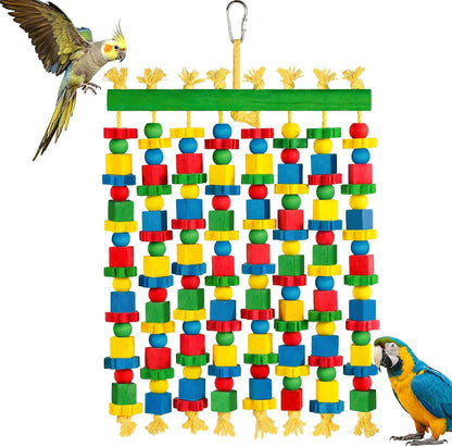 Large Parrot Toy Natural Wood Bird Chew Toy for Macaws Cockatoos