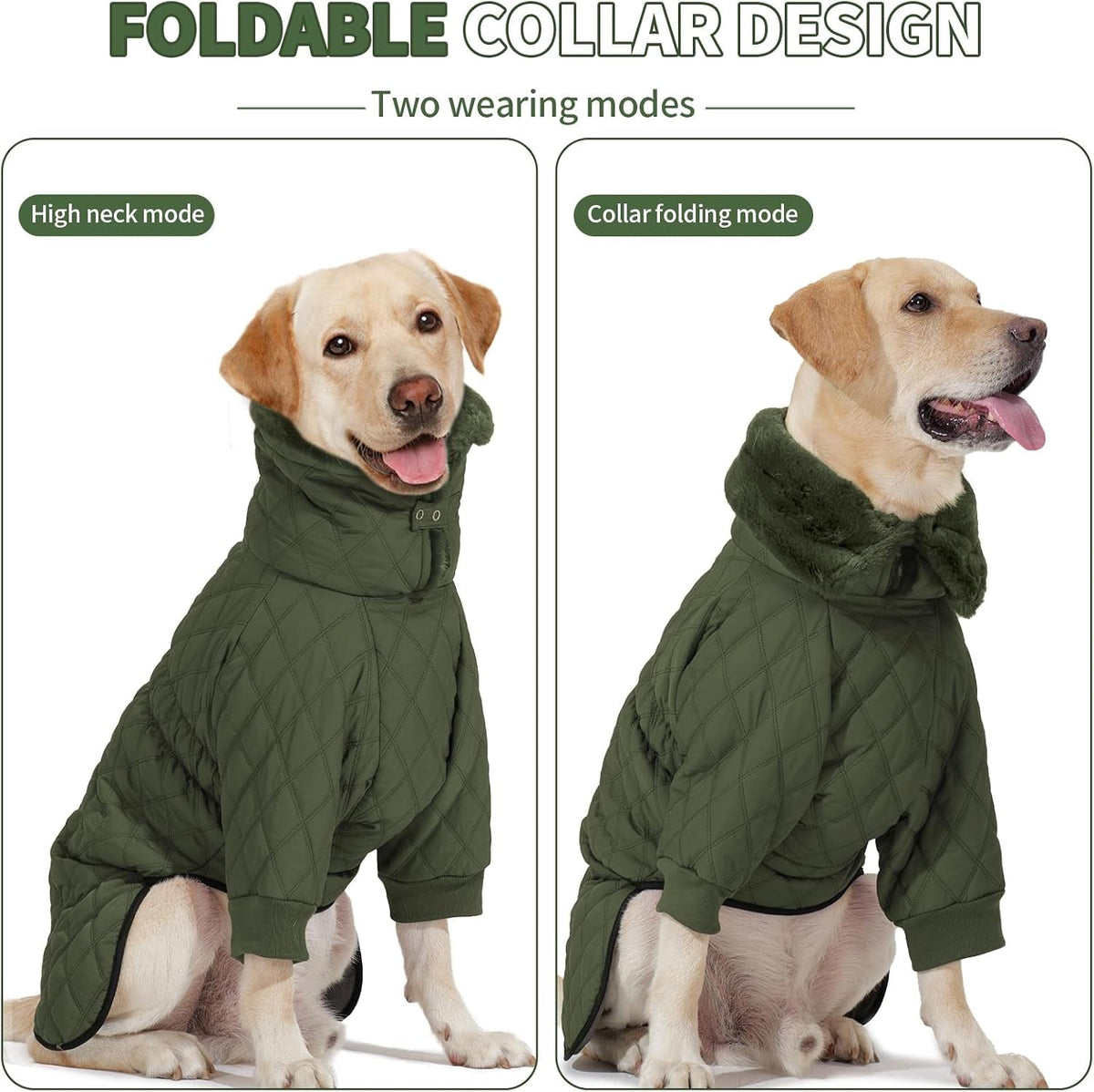 Waterproof Fleece-Lined Dog Snow Jacket with High Collar – S–3XL