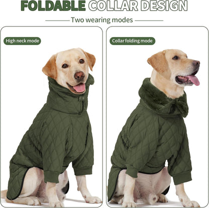 Waterproof Fleece-Lined Dog Snow Jacket with High Collar – S–3XL