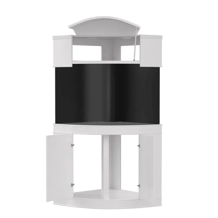 90g Corner 1/4 Cylinder Reef-Ready Aquarium Set in White