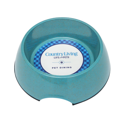 Country Living Set of 2 Natural Fiber Dog Bowls – Teal Blue