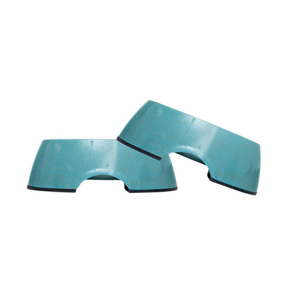 Country Living Set of 2 Natural Fiber Dog Bowls – Teal Blue