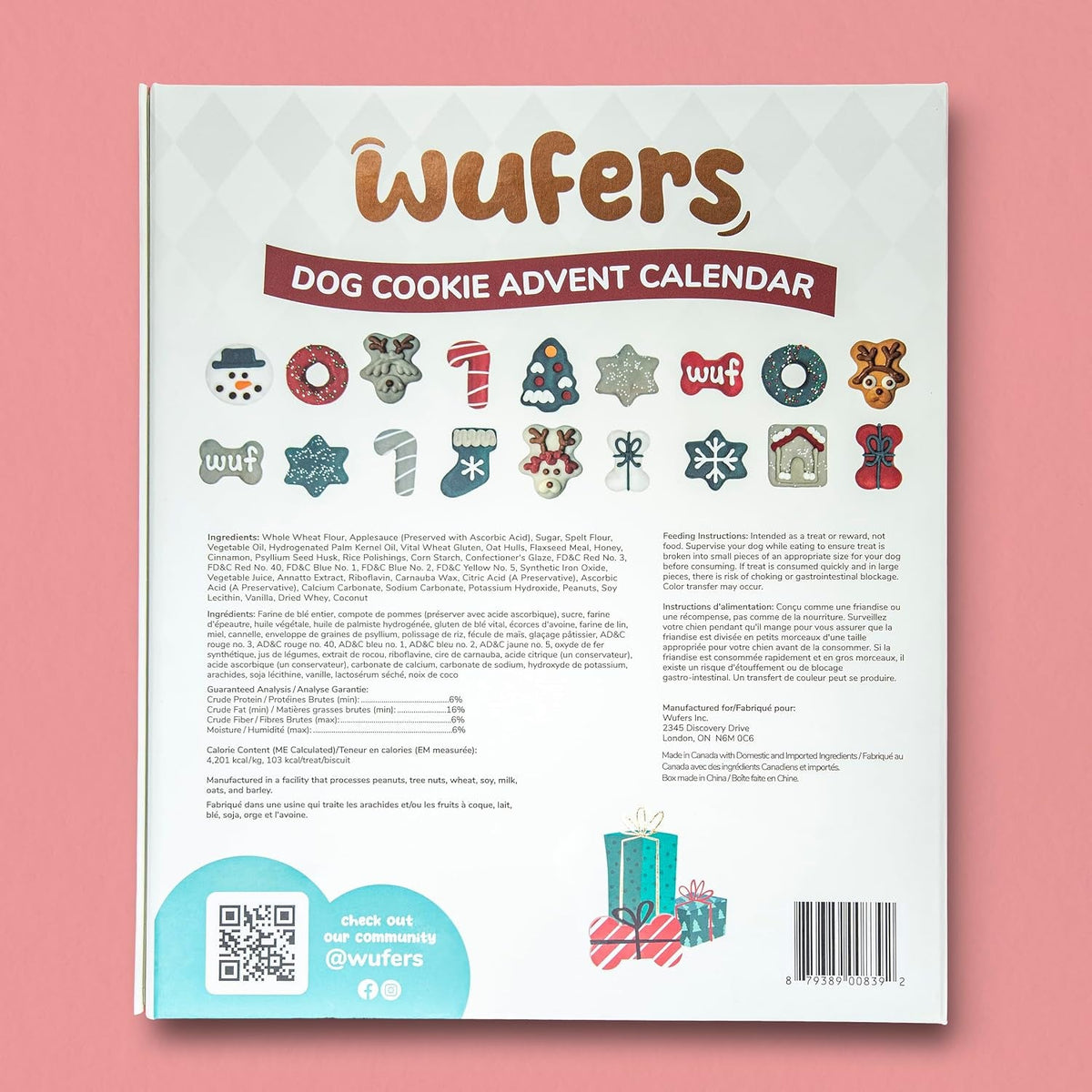 Wufers Singing Snow Globe Dog Advent Calendar – 24 Cookies