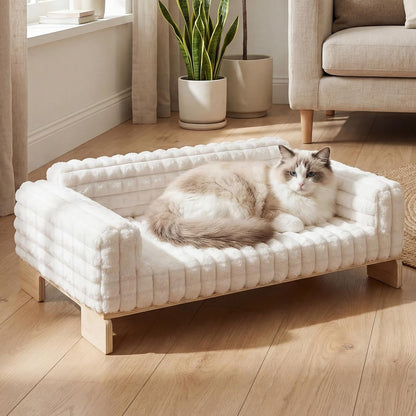 Elevated Wooden Pet Sofa Bed – 2 Sizes, 2 Colors