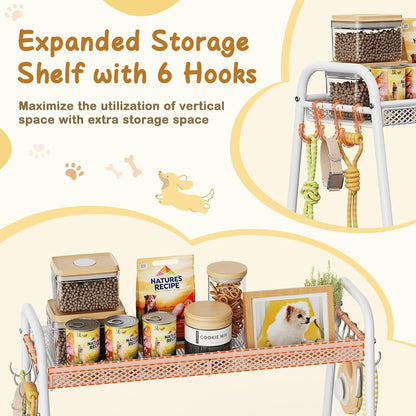 Large Dog Toy Storage Organizer with Shelf & 6 Hooks – Black, White or Brown