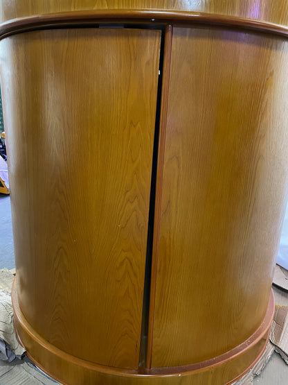 100 Gallon Glass Full Cylinder Aquarium Minor Blemish Reef-Ready Aquarium in Golden Oak Real Wood Furniture