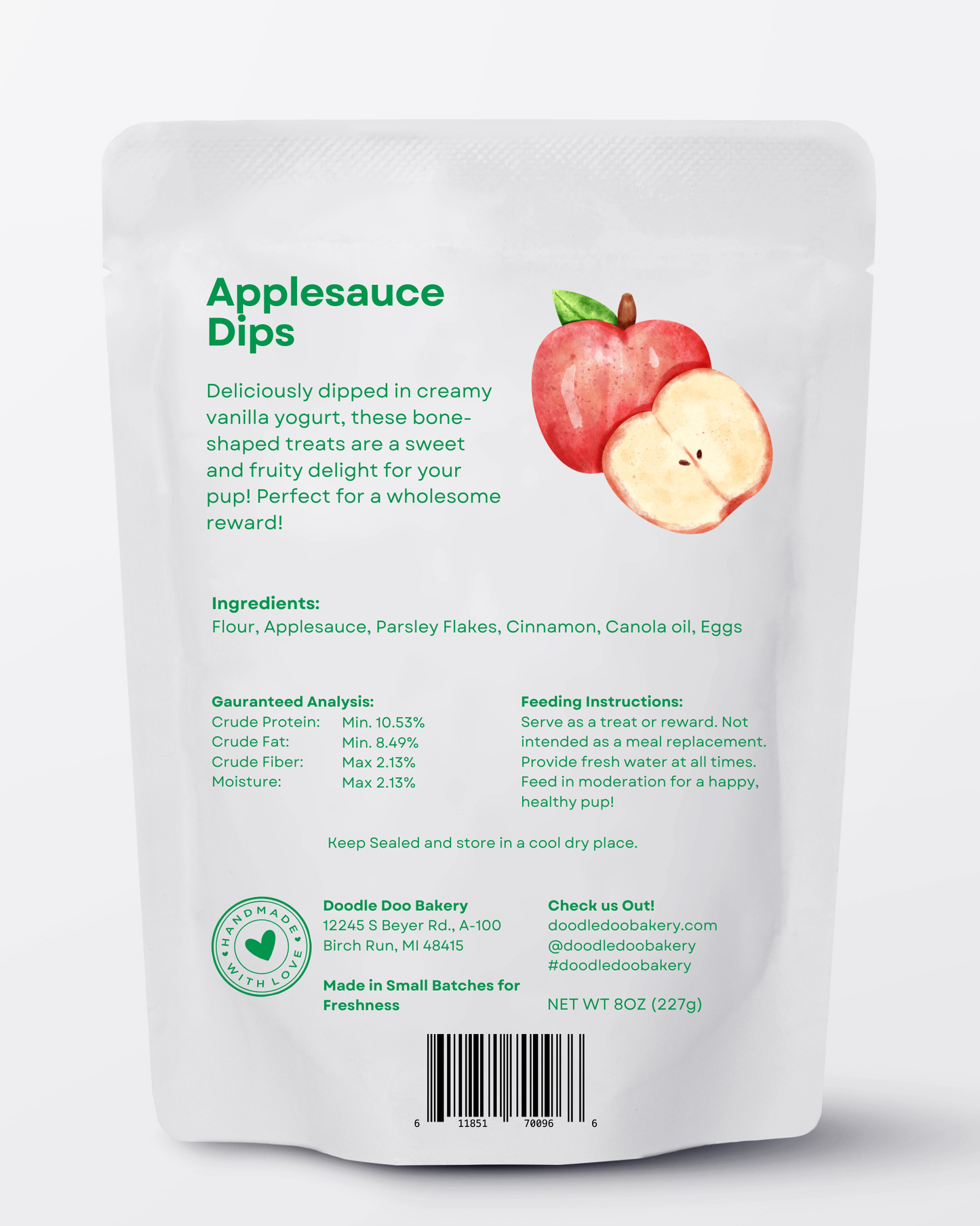 Homemade Dog Treats - 🍏 Applesauce Dips Treat 1/2lb 🍦