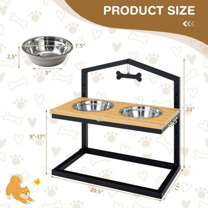 Adjustable Elevated Dog Feeder with 5 Height Settings - Premium Raised Pet Feeding Station with 2 Large Stainless Steel Bowls