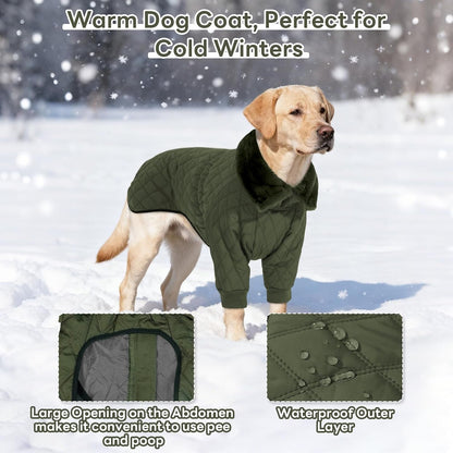 Waterproof Fleece-Lined Dog Snow Jacket with High Collar – S–3XL