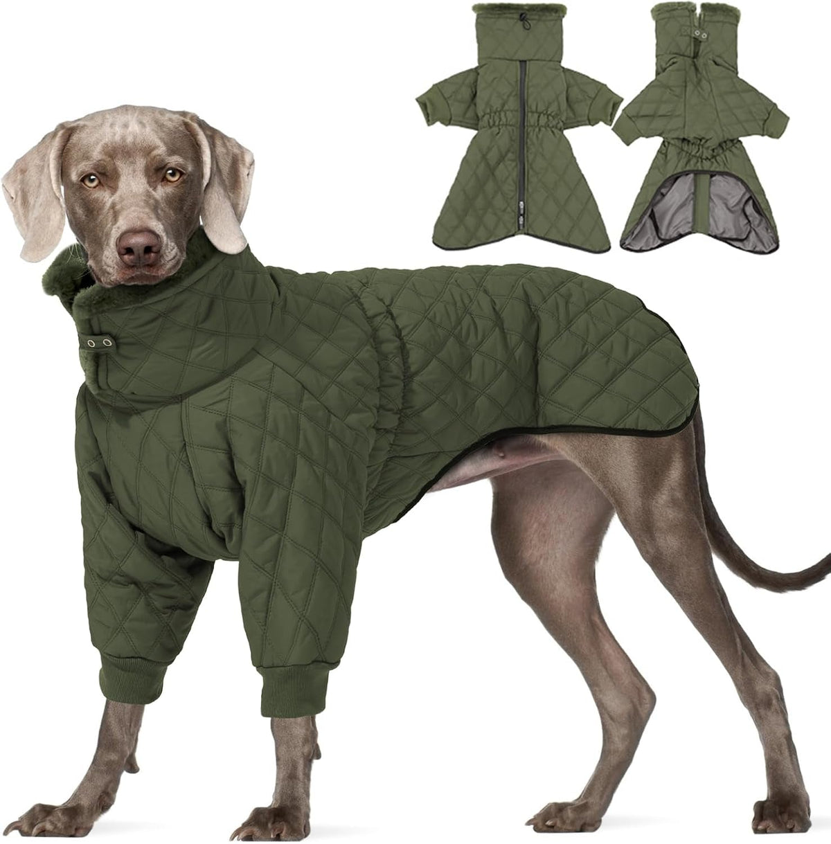 Waterproof Fleece-Lined Dog Snow Jacket with High Collar – S–3XL