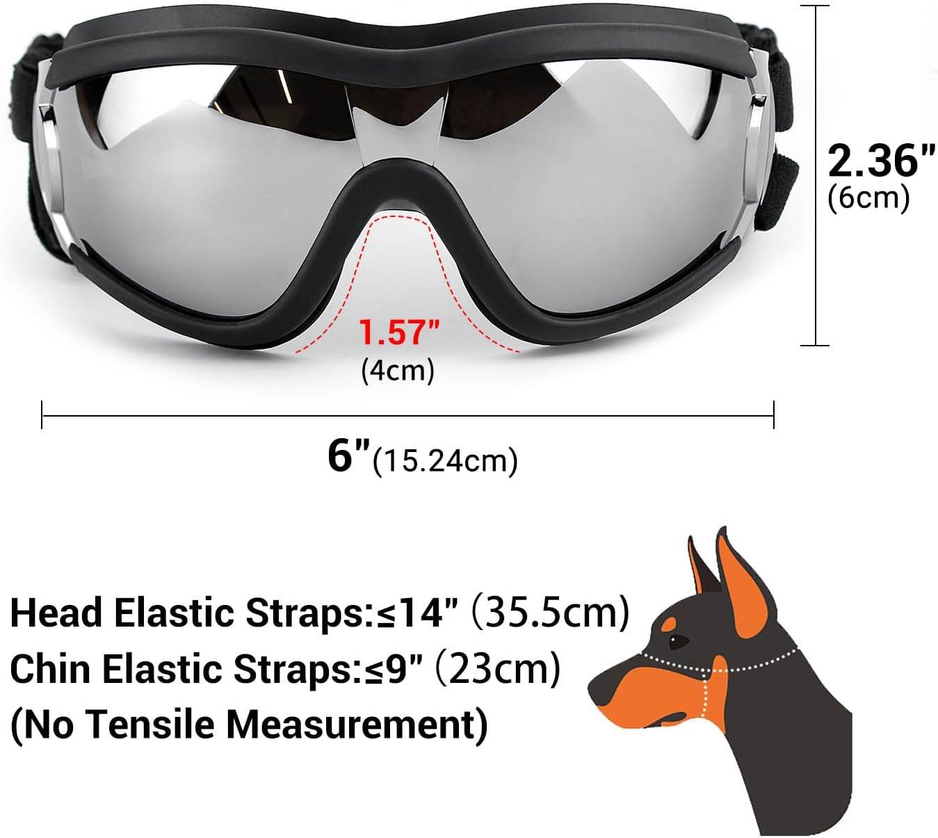 PETLESO Dog Goggles Large Breed, Large Dog Sunglasses Eye Protection for Dogs Windproof Goggles for Medium Large Dog Riding Biking Driving, Black