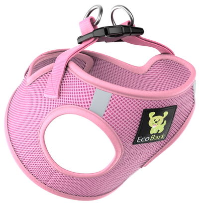 EcoBark Step In Dog Harness - XXXS to Medium Breeds- Reflective Soft Mesh Harness for Teacup, Small Dogs and Puppies / Baby Pink