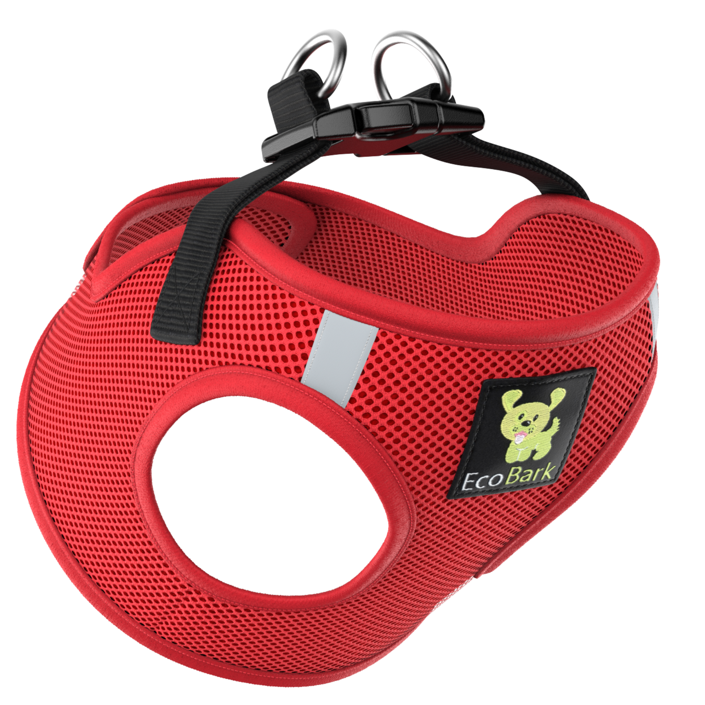 EcoBark Step In Dog Harness - XXXS to Medium Breeds- Reflective Soft Mesh Harness for Teacup, Small Dogs and Puppies / Red