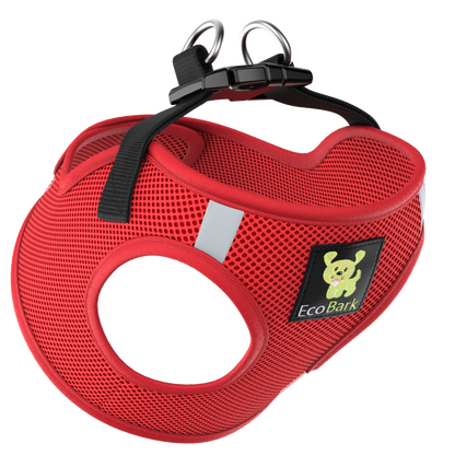 EcoBark Step In Dog Harness - XXXS to Medium Breeds- Reflective Soft Mesh Harness for Teacup, Small Dogs and Puppies / Red