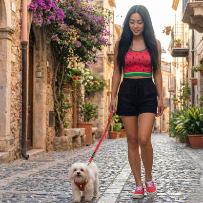 EcoBark Step In Dog Harness - XXXS to Medium Breeds- Reflective Soft Mesh Harness for Teacup, Small Dogs and Puppies / Black w/ Pink Piping / Watermelon
