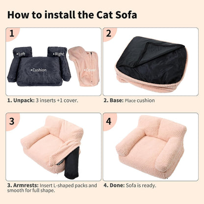 Pink Orthopedic Cat Sofa Bed – 2 Sizes, Washable Cover