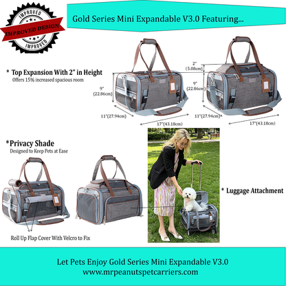 Mr. Peanut's Gold Series Mini Size Airline Compliant Expandable Pet Carrier