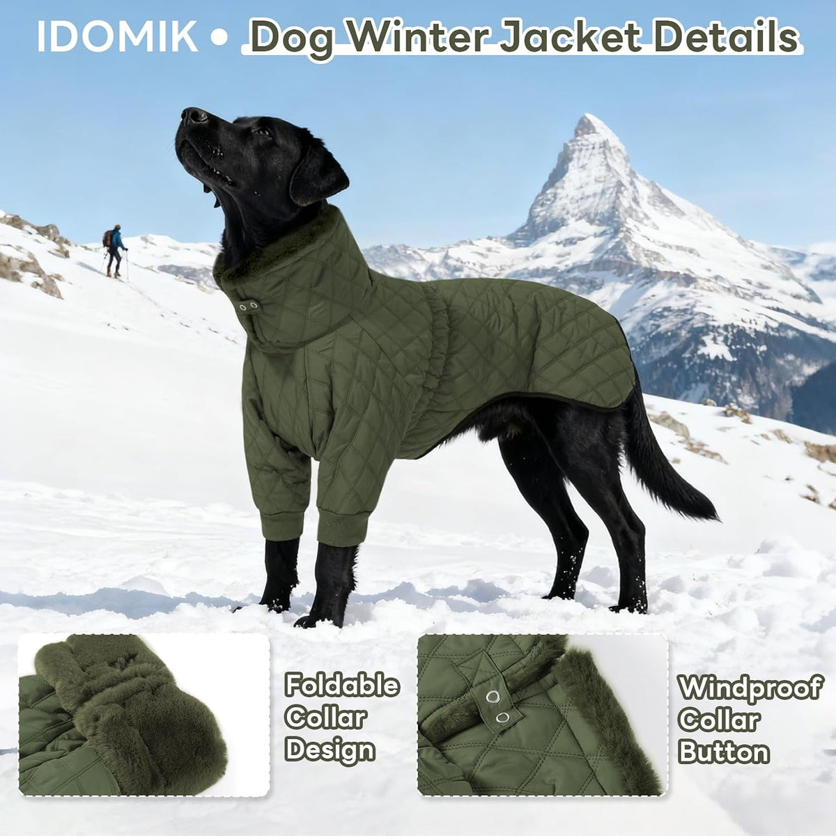 Waterproof Fleece-Lined Dog Snow Jacket with High Collar – S–3XL