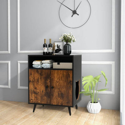 Rustic-Modern Cat Litter Cabinet with Extra Storage