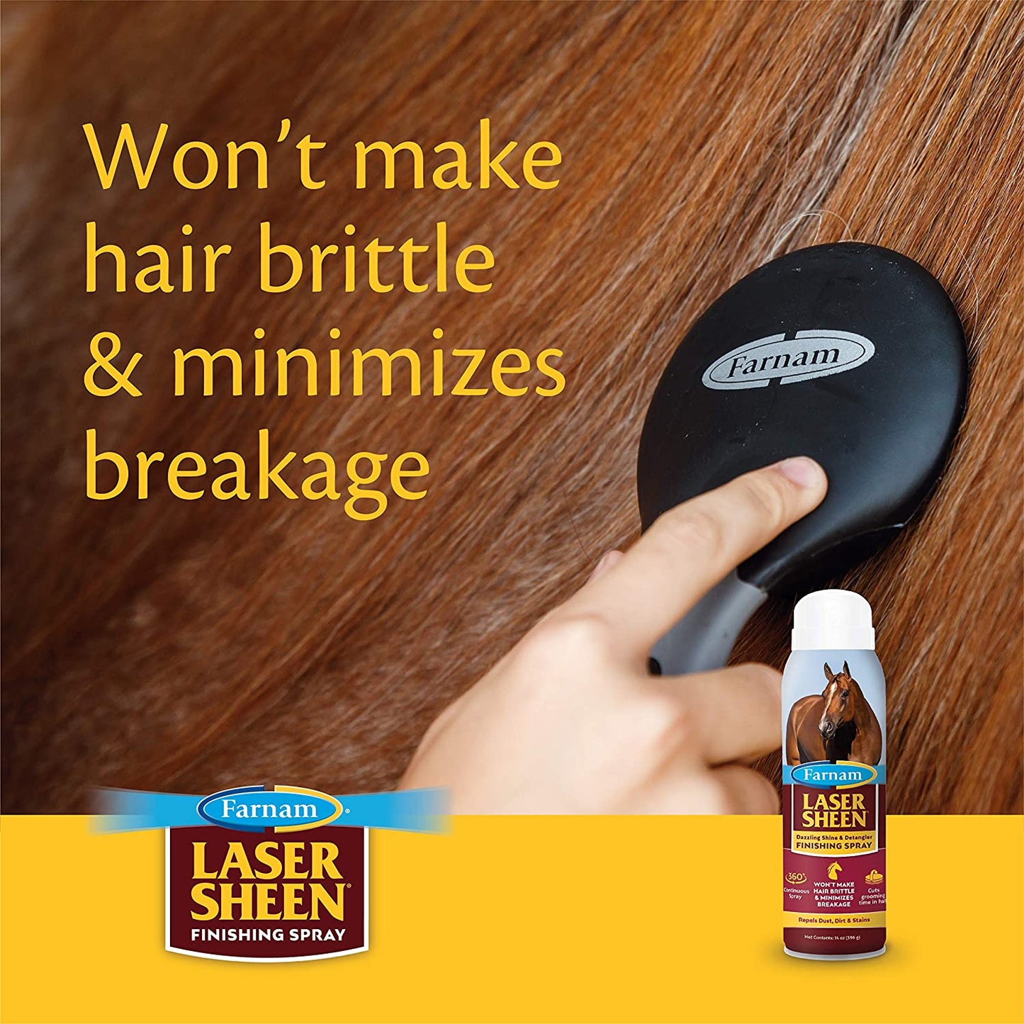 Farnam Laser Sheen Finishing Spray 14 oz. Non-Aerosol Shine & Detangler for Horses