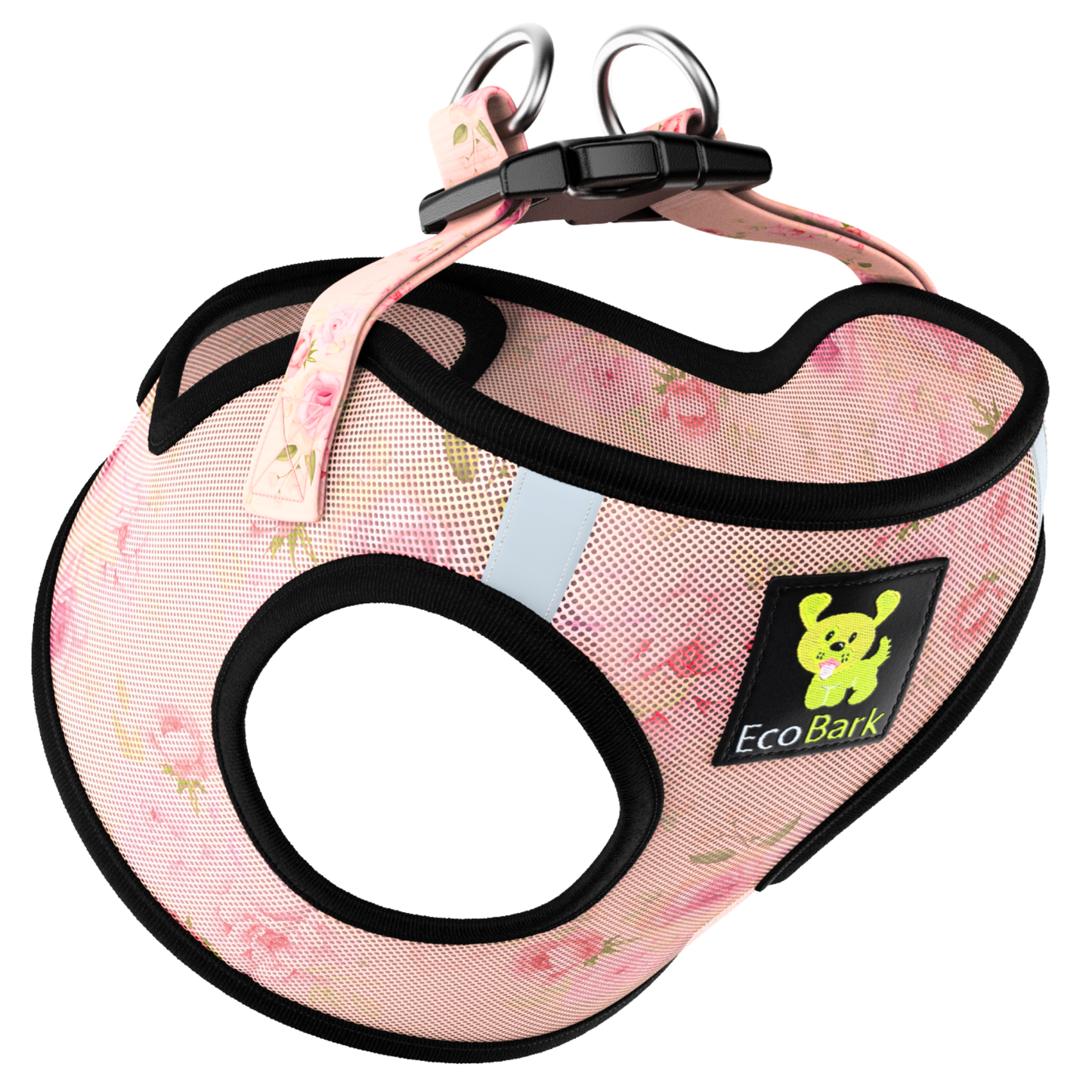 EcoBark Step In Dog Harness - XXXS to Medium Breeds- Reflective Soft Mesh Harness for Teacup, Small Dogs and Puppies / French Floral