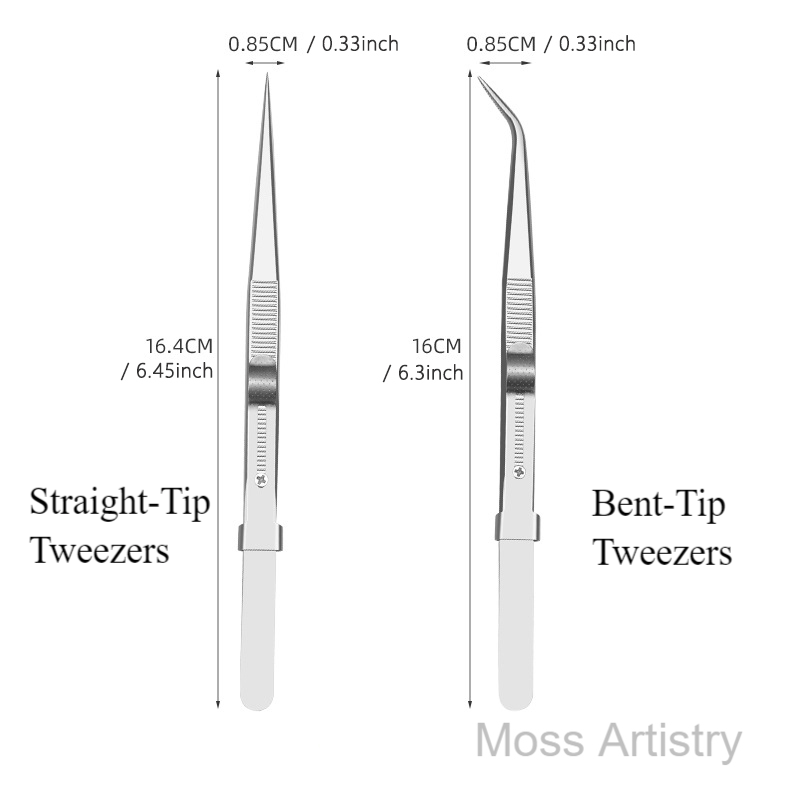 6" Adjustable Stainless Steel Non-slip Tweezers 2 Pcs Set: Bent-Tip Tweezers and Straight-Tip Tweezers