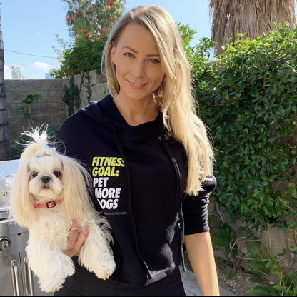 Fitness Goals: Pet More Dogs Crop Hoodie | Gift for Dog Moms | Printed in USA