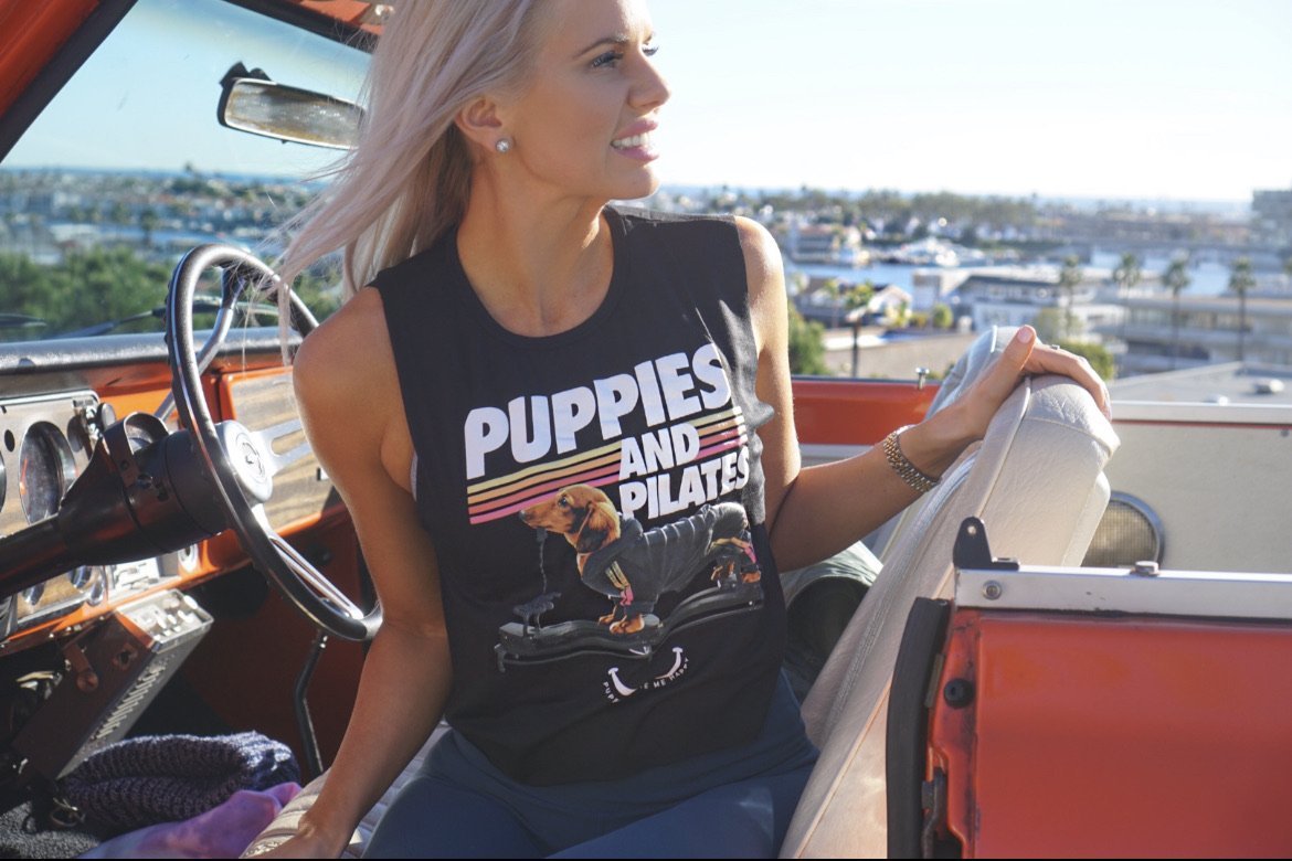 Puppies & Pilates Crop Top | Gift for Dog Moms Who Do Pilates | Made in USA