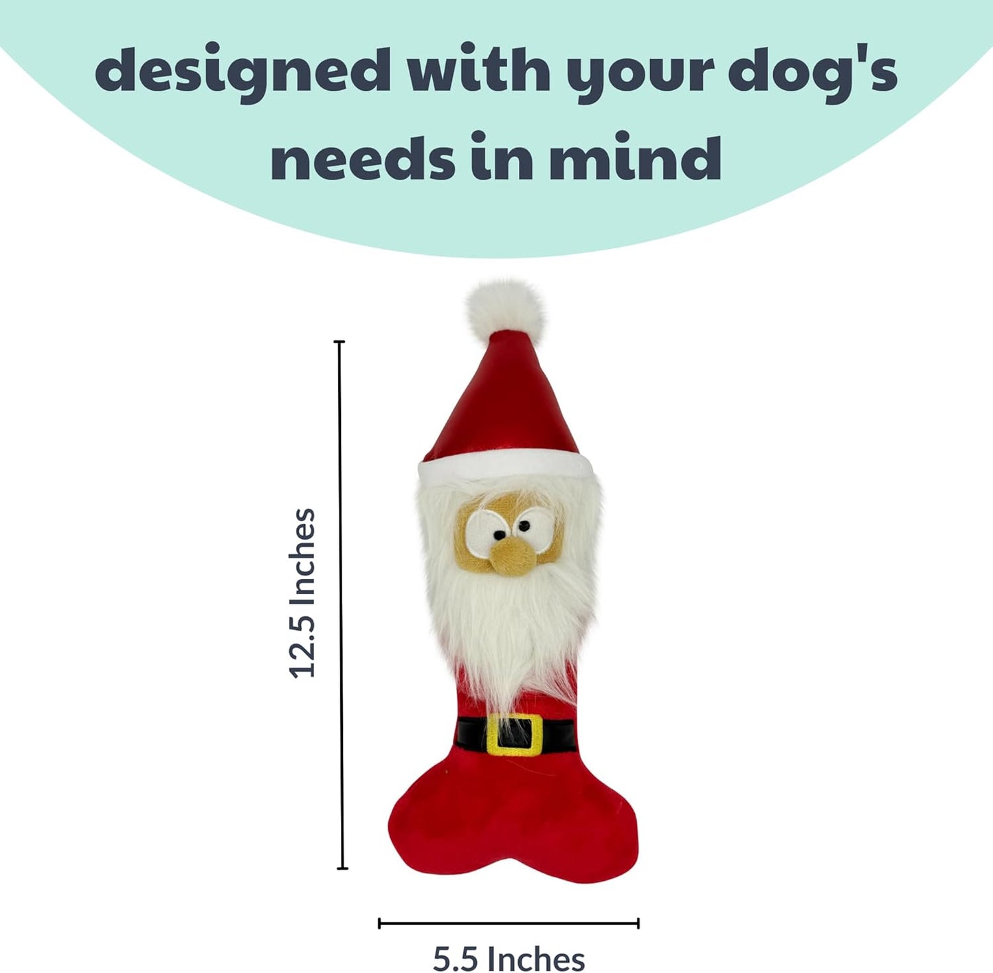 Huxley & Kent Dog Power Plush Silly Santa Bone