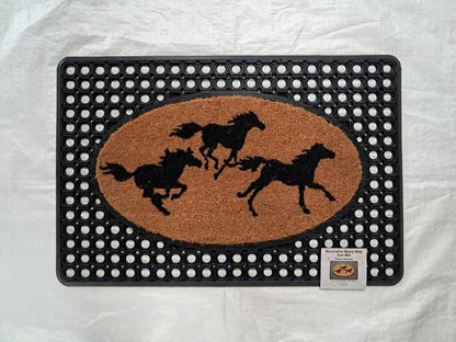 Flexgard Coco Entrance Mat Three Horse Design Non-Slip Heavy Duty Dirt Trapper