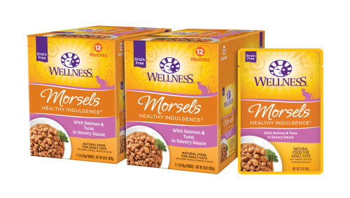 Wellness Adult Pouch Healthy Indulge Morsels Salmon and Tuna Wet Cat Food (3oz)