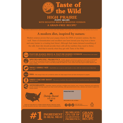 Taste of the Wild Puppy High Prairie Bison and Venison Canine Food