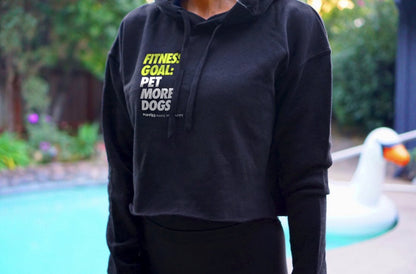 Fitness Goals: Pet More Dogs Crop Hoodie | Gift for Dog Moms | Printed in USA