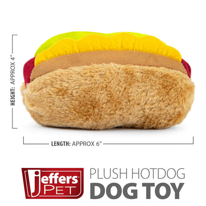 Jeffers American Grill Time Plush Squeaker Dog Toys - Hamburger or Hot Dog