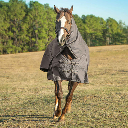 Jeffers Poplar Head "Defense" 1680 Denier Turnout Blanket with Detachable Neck, 360 Gram, Plymouth Brown