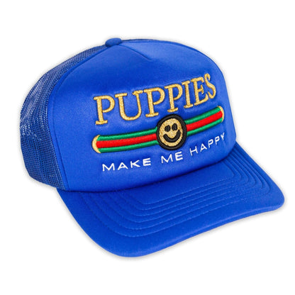 Pup Lux Metallic Gold Puff Trucker Hat | 3D Puff Embroidered | Limited Dog Lover Gift