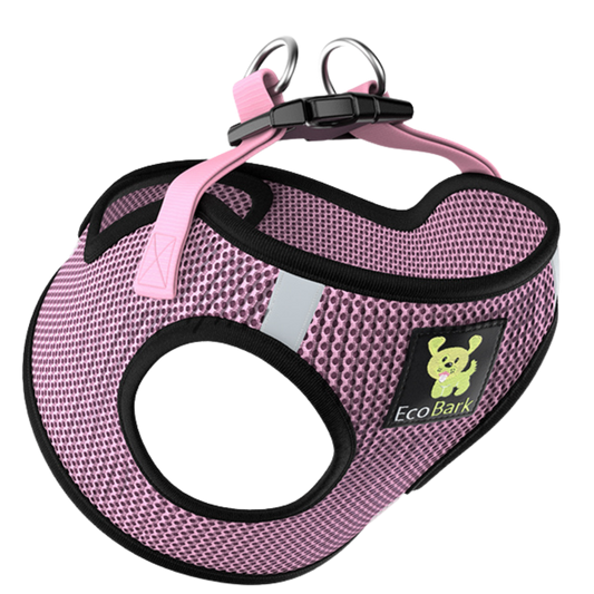 EcoBark Step In Dog Harness - XXXS to Medium Breeds- Reflective Soft Mesh Harness for Teacup, Small Dogs and Puppies / Lilac Pink