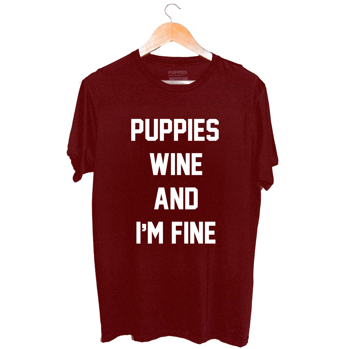 Puppies Wine & I'm Fine Unisex Crewneck Tee | Gift for Dog Moms | Wine Lovers