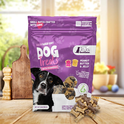 JoJo Good Chews Peanut Butter & Jelly Soft Chew Dog Treats (2-Pack)