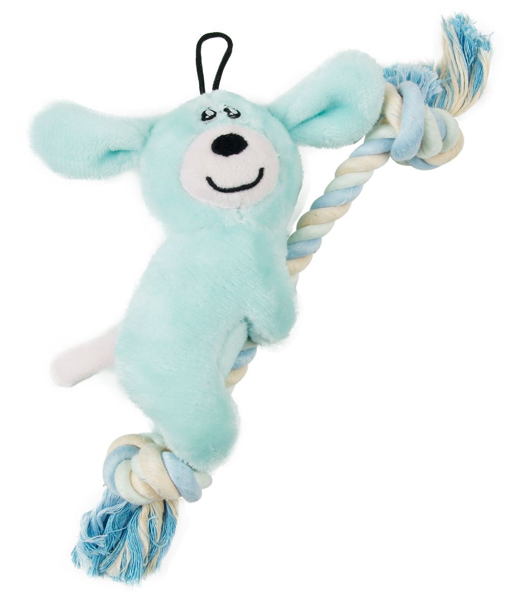 Pet Life ® 'Broom-Lick' Plush and Jute Rope Squeaking Newborn Cat and Dog Toy
