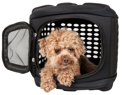 Pet Life ® 'Circular Shelled' Perforated Lightweight Collapsible Military Grade Travel Pet Dog Carrier