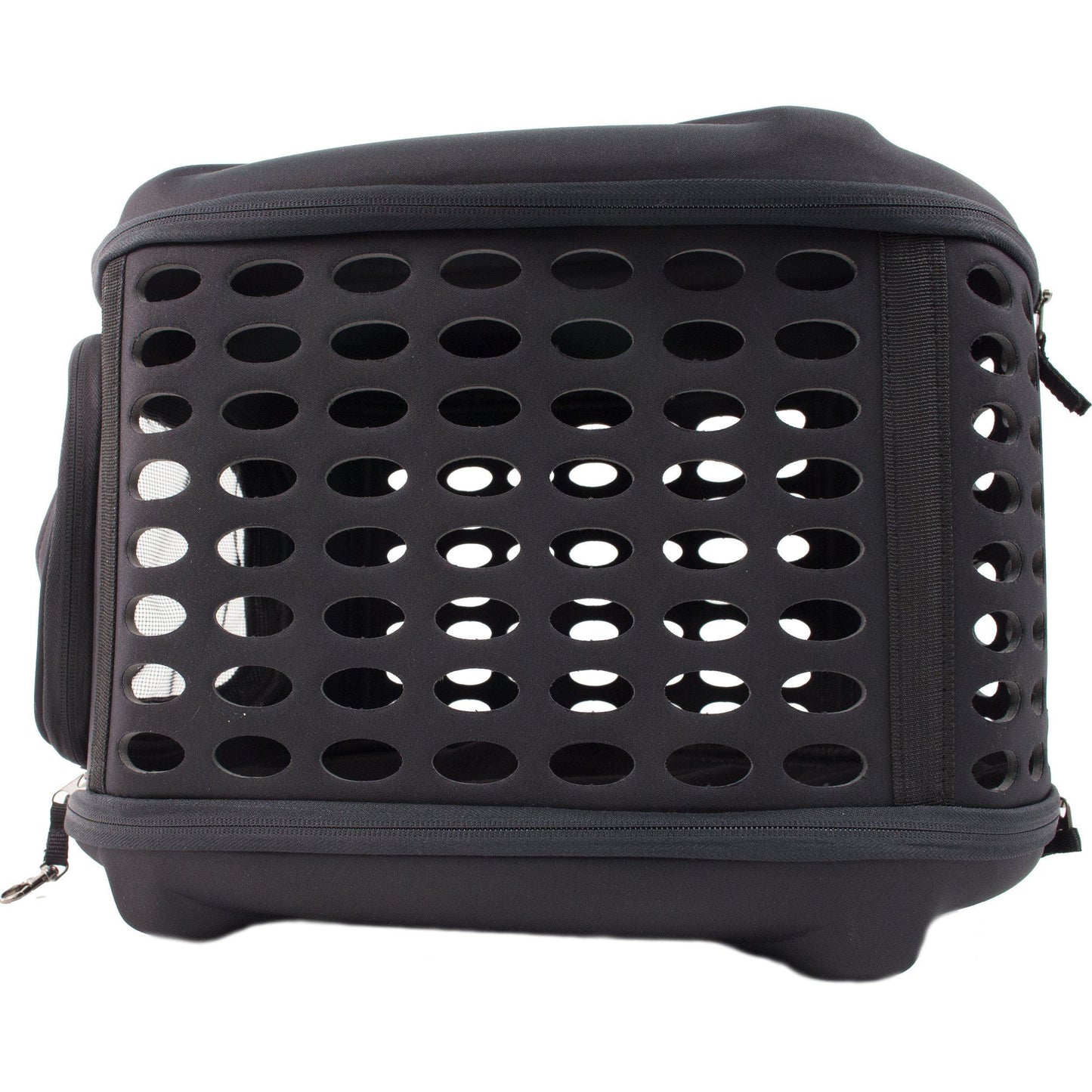 Pet Life ® 'Circular Shelled' Perforated Lightweight Collapsible Military Grade Travel Pet Dog Carrier